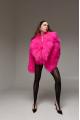 Women's natural llama fur coat in bright pink